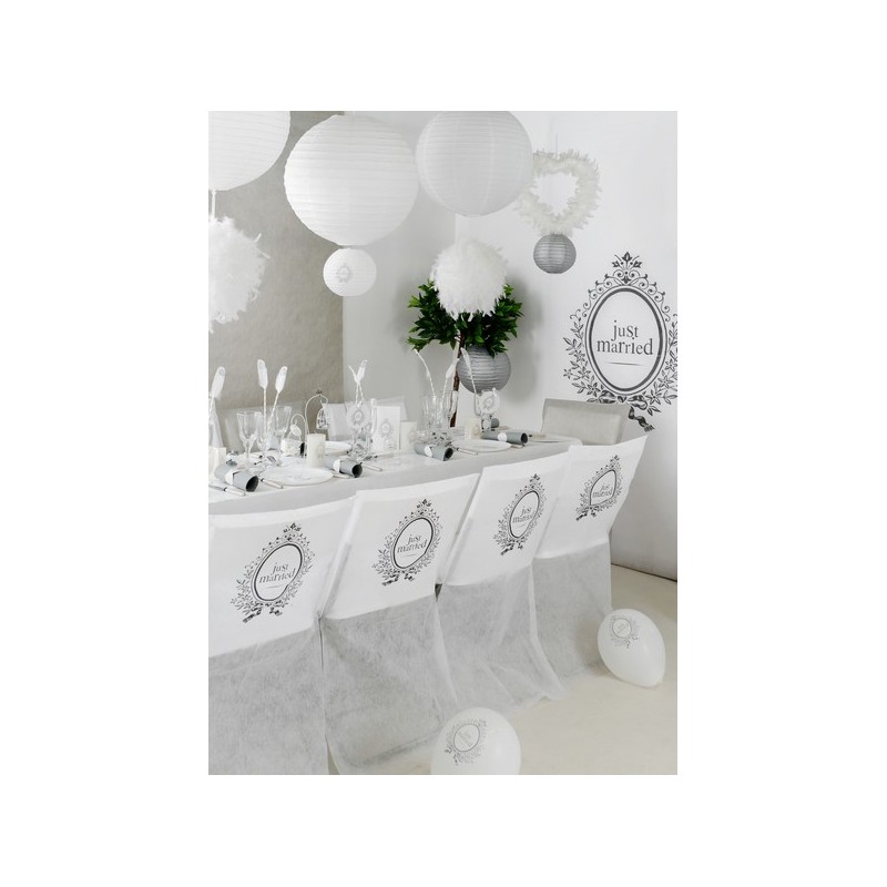 10 Housses de Chaise Just Married Intissé Blanc  Baiskadreams