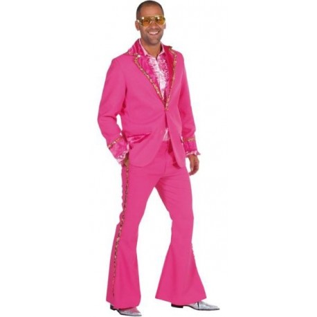 Costume de déguisement Disco Pink Sequin Or Luxe Homme