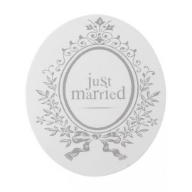 Sticker Just Married Blanc 3 cm les 50