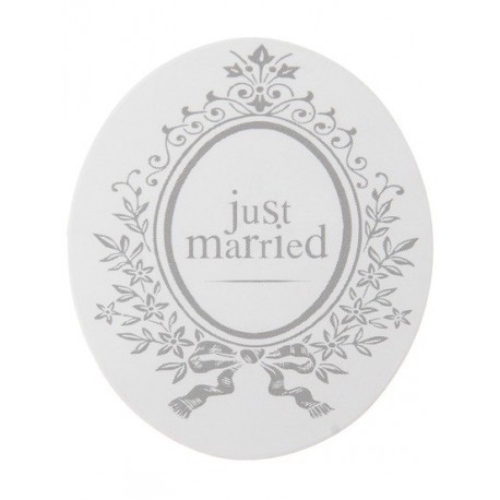 Sticker Just Married Blanc 3 cm les 50