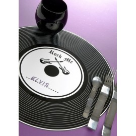 Set de Table Disque Vinyle Noir Rock'n Roll 34 cm les 6