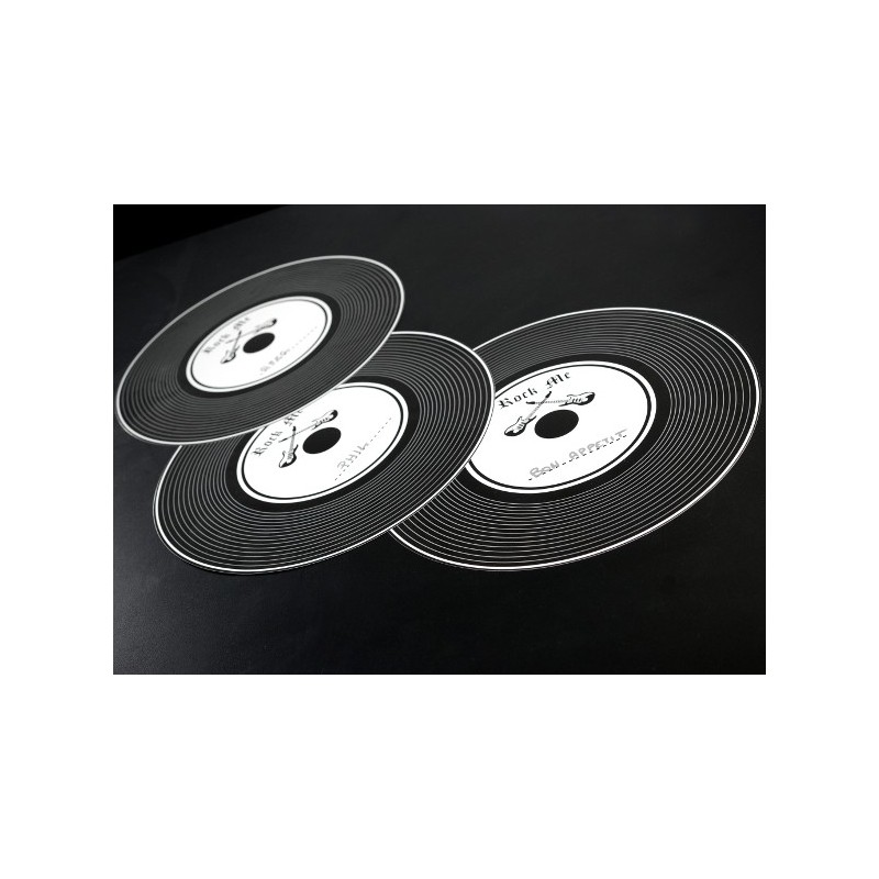 Set De Table Disque Vinyle Noir Rock N Roll 34 Cm Les 6