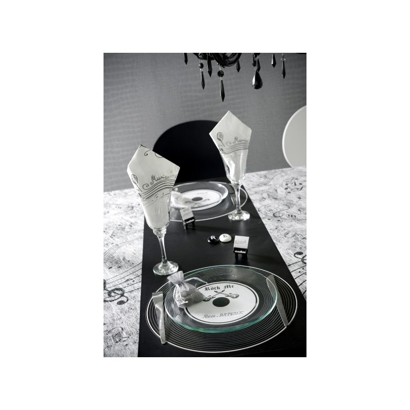 Set De Table Disque Vinyle Noir Rock N Roll 34 Cm Les 6