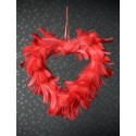 Coeur Plumes Rouge 20 cm Déco A Suspendre