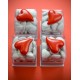 Coeurs autocollants rouges design 3 cm les 6