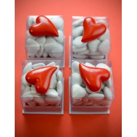 Coeur autocollant rouge design 3 cm les 6