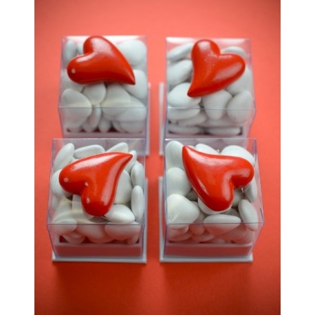 Coeur autocollant rouge design 3 cm les 6