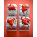 Coeurs autocollants rouges design 3 cm les 6