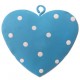 Coeur metal turquoise a pois deco 4 cm les 4