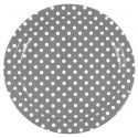 Assiettes carton gris à pois blancs 23 cm les 10