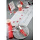 Assiette carton gris a pois theme rouge et gris