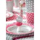 Assiette carton gris a pois theme gris et fuschia