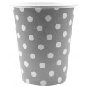 Gobelets Carton Gris A Pois Blanc les 10