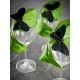 6 Papillons Noir Uni en Plumes sur Tige Papillon Decoration