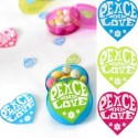 50 Stickers Hippie Coeur Peace and Love Couleur 5 cm