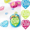 50 Stickers Hippie Coeur Peace and Love Couleur 5 cm