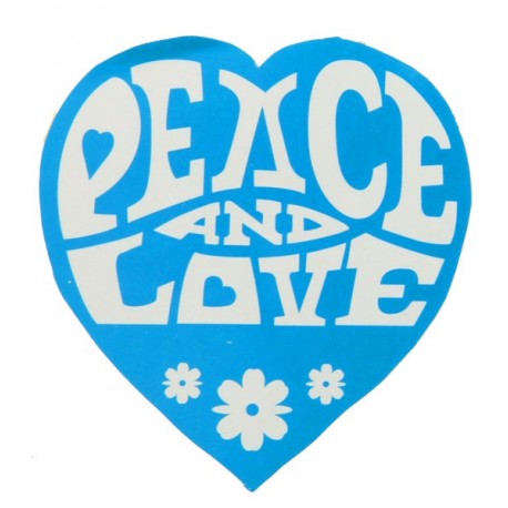 50 Stickers Hippie Coeur Turquoise Peace and Love 