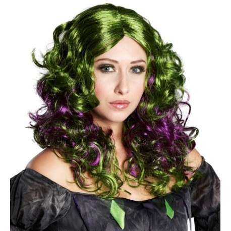 Perruque Gothique Verte Violette Swamp Witch Femme