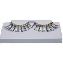 Faux Cils Noir Argent Diamond Strass Luxe et Colle A Faux Cils