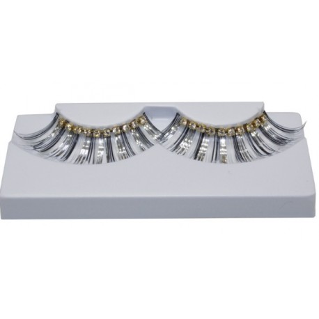 Faux Cils Noir Argent Diamond Strass Luxe et Colle A Faux Cils