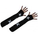 Gants Mitaine Mi Long Noir Tete de Mort Femme