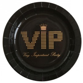 Assiette VIP Carton Noir Or Ronde assiette jetable