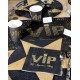 Serviette de Table VIP Papier Noir Or les 20