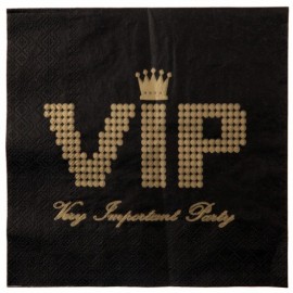 Serviettes de Table VIP Papier Noir Or les 20