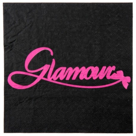 Serviette de table Glamour noir fuchsia en papier les 20