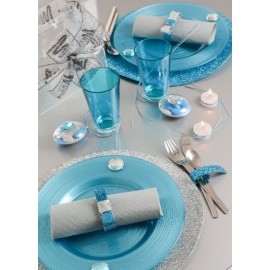 Sets de table argent ronds pailletés luxe 34 cm les 2