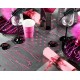 Chemin de table Glamour noir fuchsia en organdi 5 M