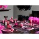 Chemin de table Glamour organza noir fuschia deco chic