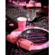 Rond de serviette Glamour Noir Fuschia les 6