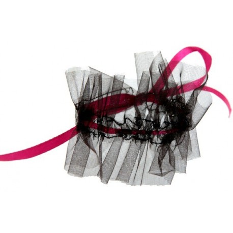 Rond de serviette glamour noir fuchsia les 6