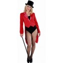 Costume queue de pie cabaret rouge femme luxe
