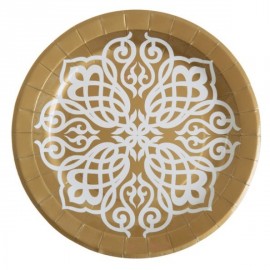 Assiette Motif Oriental carton or 23 cm les 10