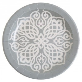 Assiette Motif Oriental carton argent 23 cm les 10