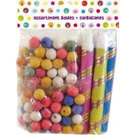 100 Boules Dancing Cotillon Multicolore et 5 Sarbacanes