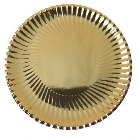 Assiette carton metallise or 30 cm brillant les 10