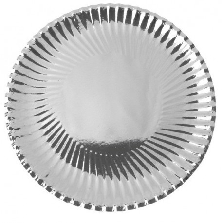 Assiette Carton Métallisé Argent Ronde 23 cm les 10