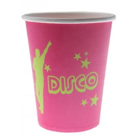 Gobelet carton disco fuchsia les 10