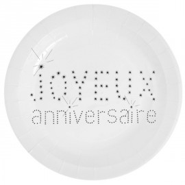 Assiette Joyeux Anniversaire Carton Blanc les 10