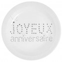 Assiettes Joyeux Anniversaire Carton Blanc Etoiles Noires les 10