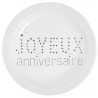 Assiettes Joyeux Anniversaire Carton Blanc Etoiles Noires les 10