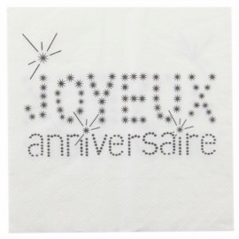 Serviettes de table Joyeux Anniversaire Blanc Cassé les 20