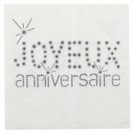 Serviette de table Joyeux Anniversaire Blanc Cassé les 20