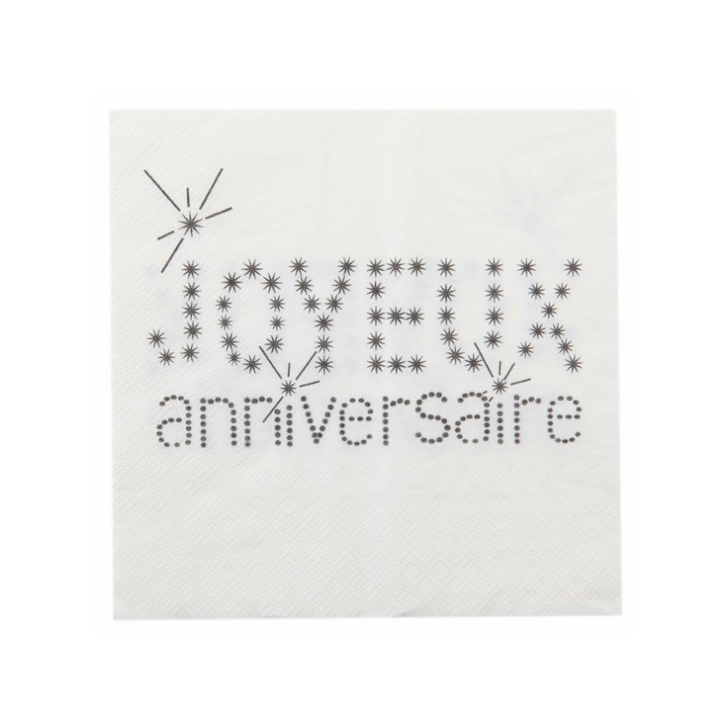 Serviette De Table Joyeux Anniversaire Blanc Casse Les