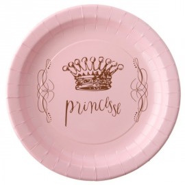 Assiette Princesse carton rose 22.5 cm les 6