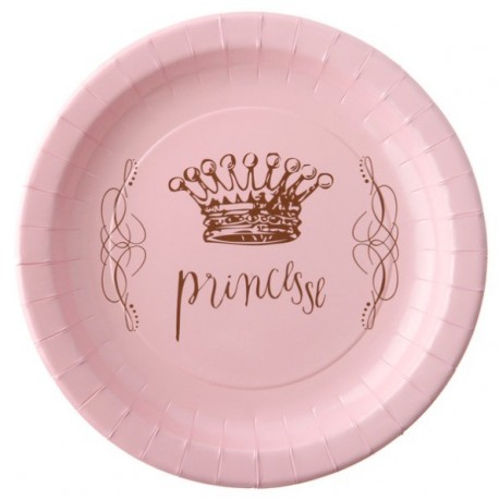 Assiette Princesse carton rose 22.5 cm les 6