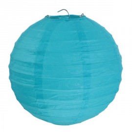 Lanterne boule chinoise papier turquoise 30 cm les 2